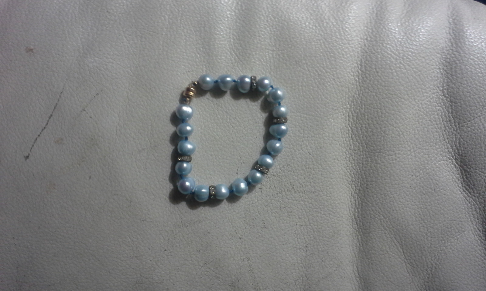Light Blue Freshwater Pearl beaded 7" bracelet w/magnetic clasp