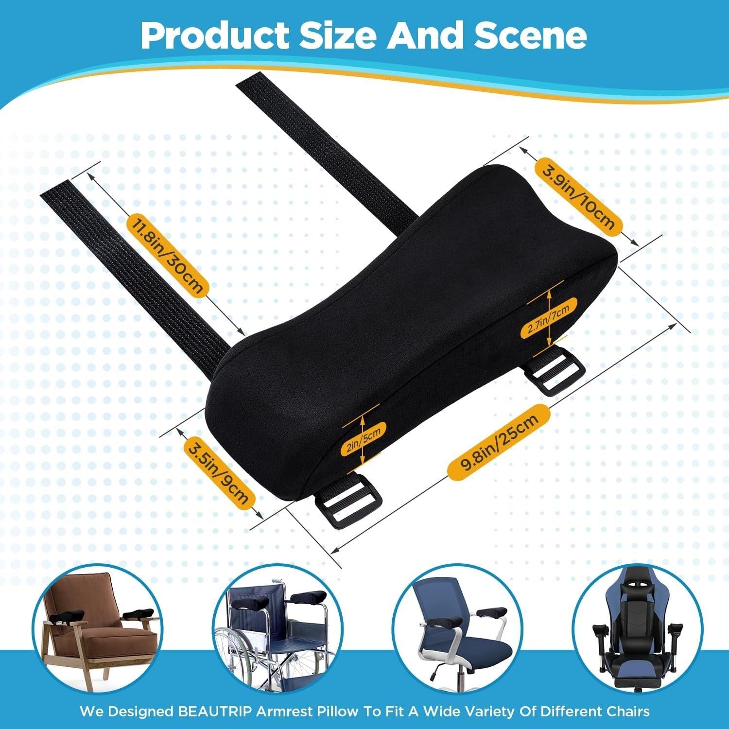 Ergonomic Armrest Cushions with Velvet Covers – Ideal for Long Sitting
