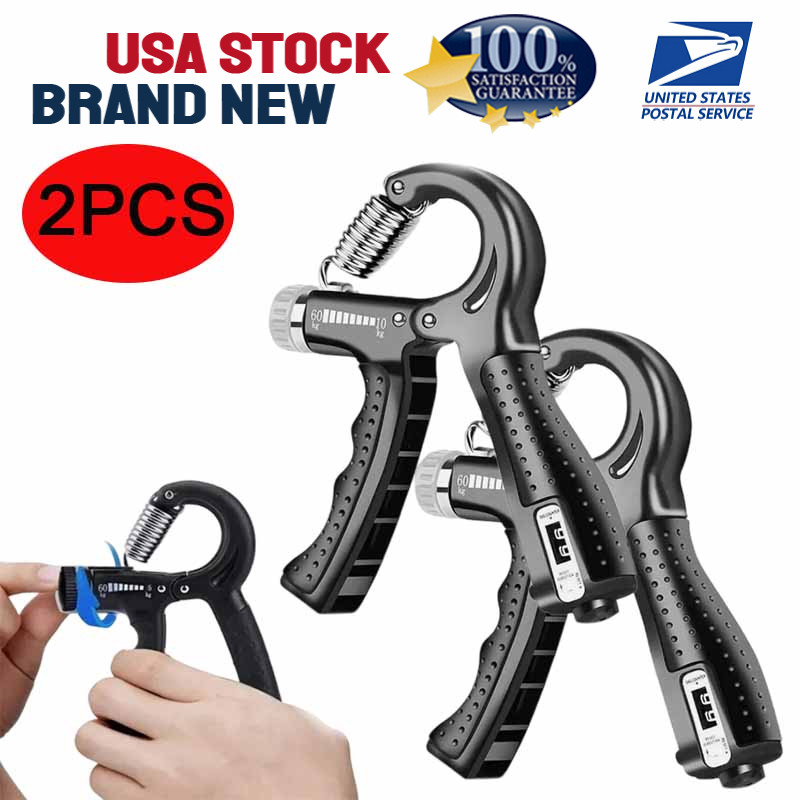 2 Hand Grip Strengthener Power Trainer Gripper Strength Adjustable Gym Exerciser