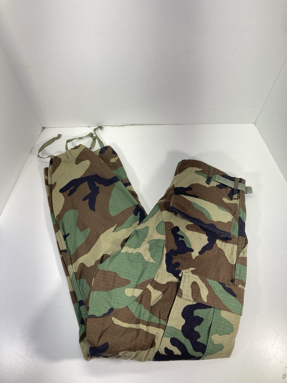 BDU Pants Woodland Camouflage Camo Ripstop Cargo Men Sz 30X30 Small Short VTG