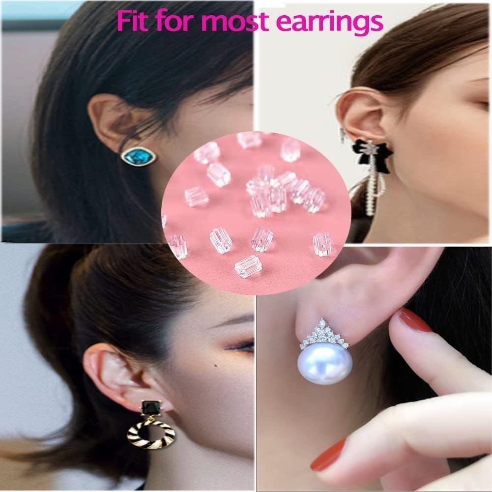 200PCS Silicone Earring Backs Clear Soft Rubber Hypoallergenic Replacements