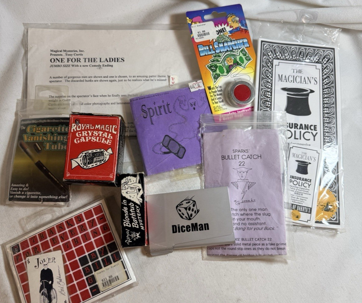 Lot of 10 Vintage Magic Tricks, Gags - Magician, Cards