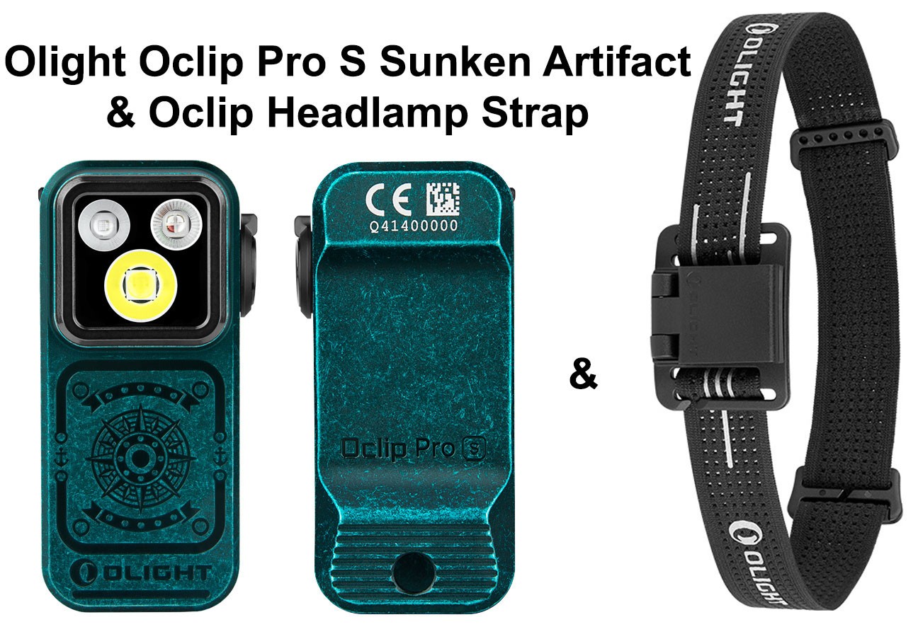 Olight Oclip Pro S Sunken Artifact Clip Flashlight & Oclip Headlamp Strap