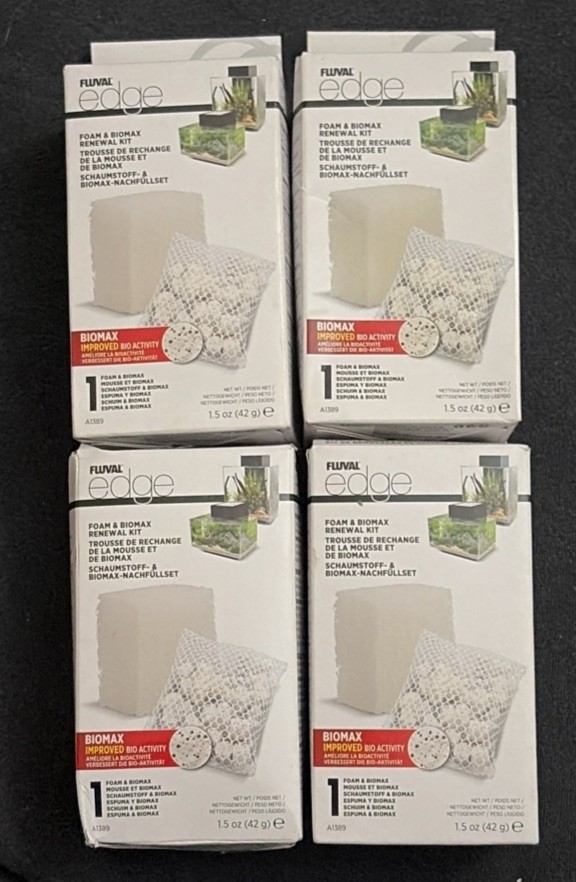 4x FLUVAL EDGE  Foam & Biomax Renewal Kit A1389 MINI AQUACLEAR FILTER -Lot of 4-