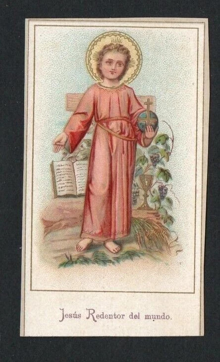 Holy card antique de Jesus Niño santino image pieuses estampa