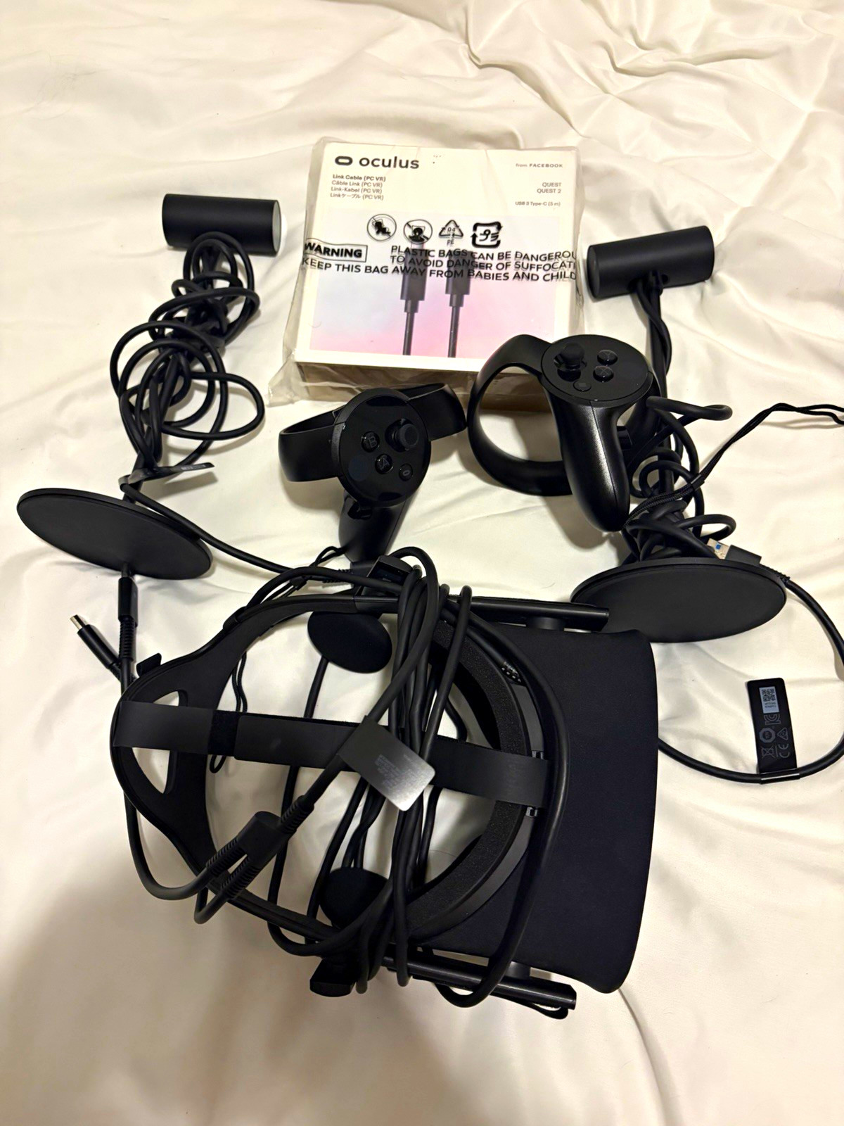 Oculus Rift VR Headset Bundle Black w/ Touch Controllers, 2 Sensors, USB Cable