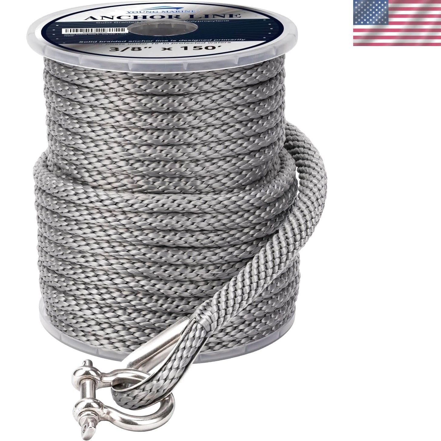 MFP Anchor Rope 150FT - Heavy Duty 1565 lbs Load Capacity with Thimble & Shackle