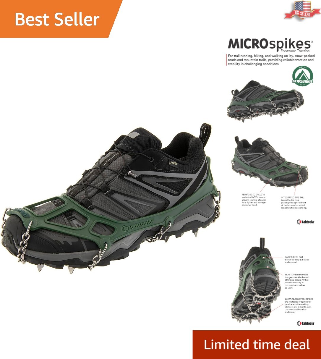 Lightweight Winter Traction for Trail Hiking - Ideal for Ice Fishing & Sledding