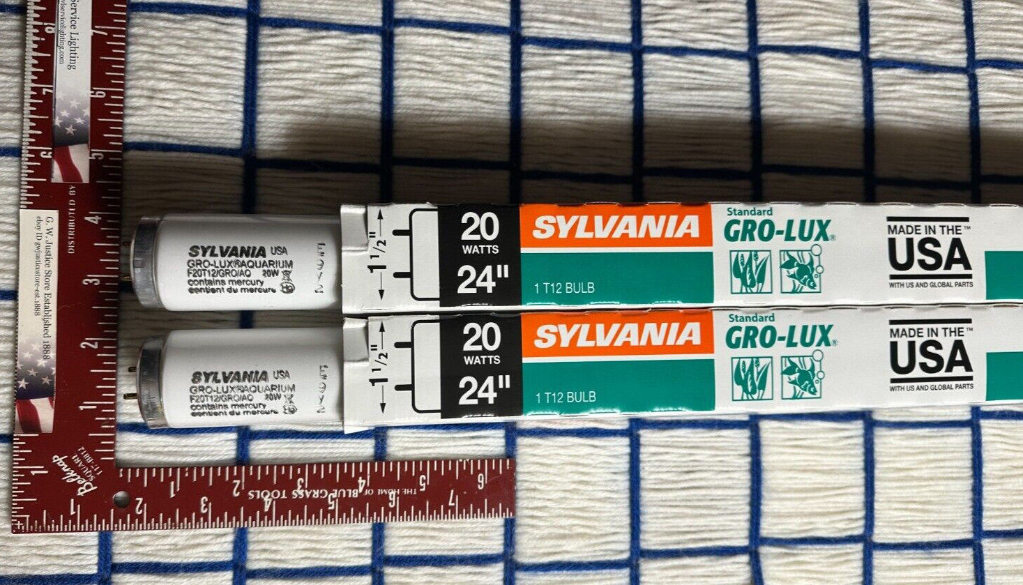 2 of NEW Sylvania F20T12 fluorescent grow light bulb 20w Gro-Lux 24" plant lite