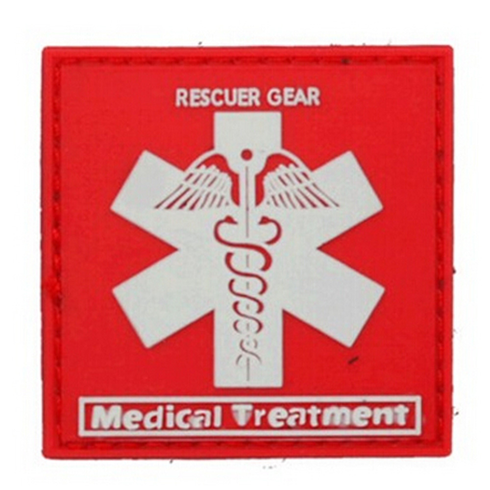RED USA RESCUER GEAR MEDICAL TREATMENT TACTICAL ARMY 3D PVC PATCH PATCHES