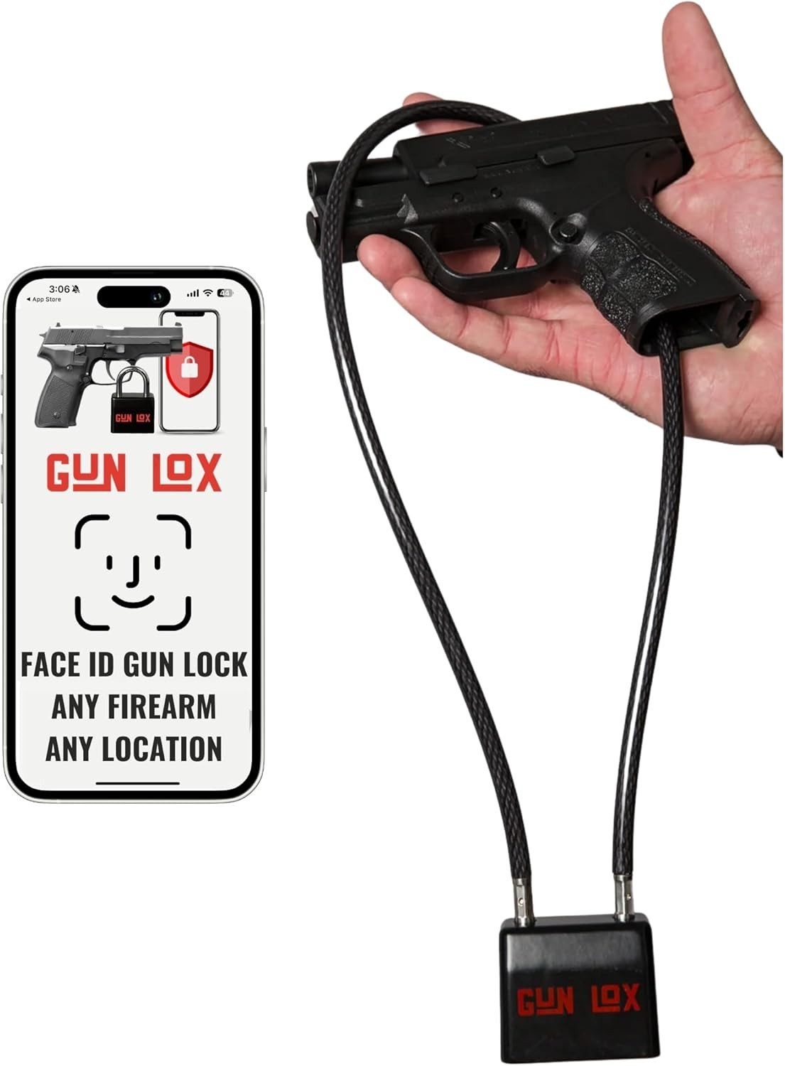 FACE ID Gun Lock, Firearm Trigger Locks for Handguns, Rifles and Shotguns with B