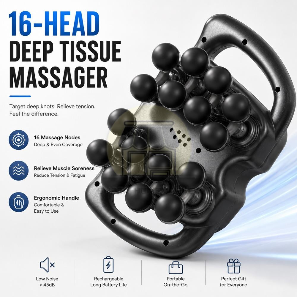 Massage Gun 16 Heads High Frequency Muscle Massager for Back Neck Shoulder Body