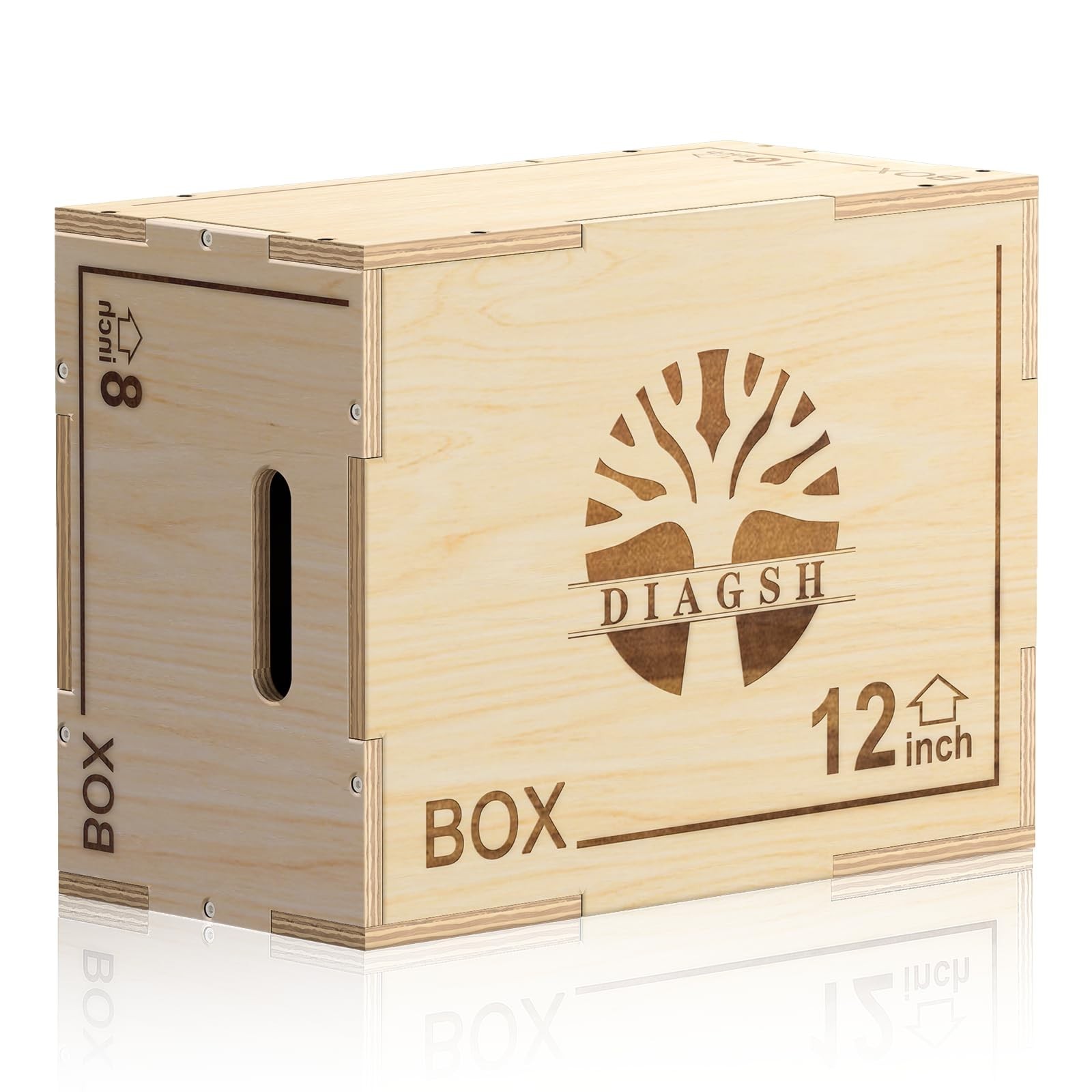 3-in-1 Plyometric Jump Box - Wooden Fitness Platform for Home Gym Training, Jump
