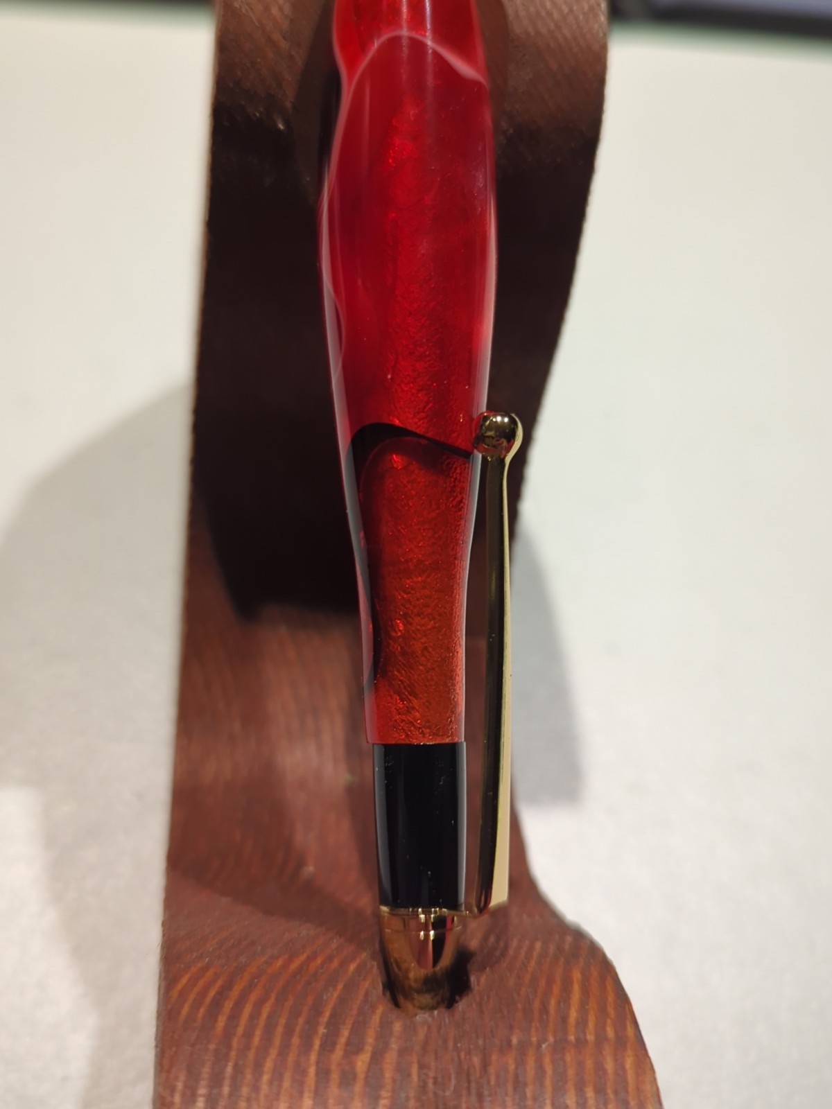 Handmade Acrylic Stylus Red With Gold Trim