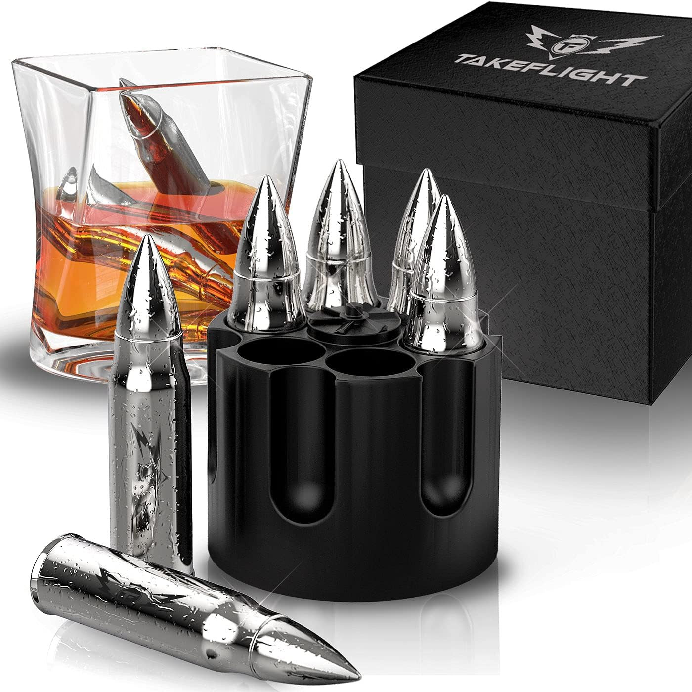 Metal Whiskey Stones - Valentines Day Gift for Him | 6 Steel Whiskey Rocks | Met