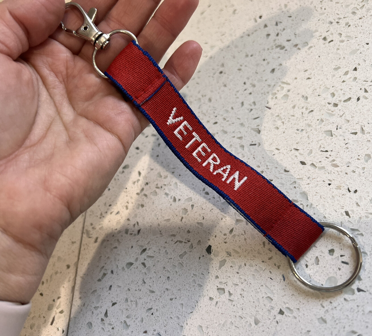 Veteran Keychain Red White And Blue Key Clip
