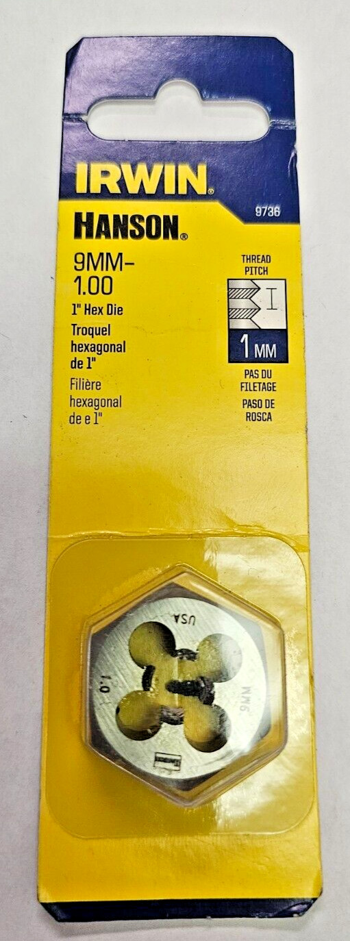 Irwin Hanson 9737 9MM  1" Hex Die  Metric Made in USA