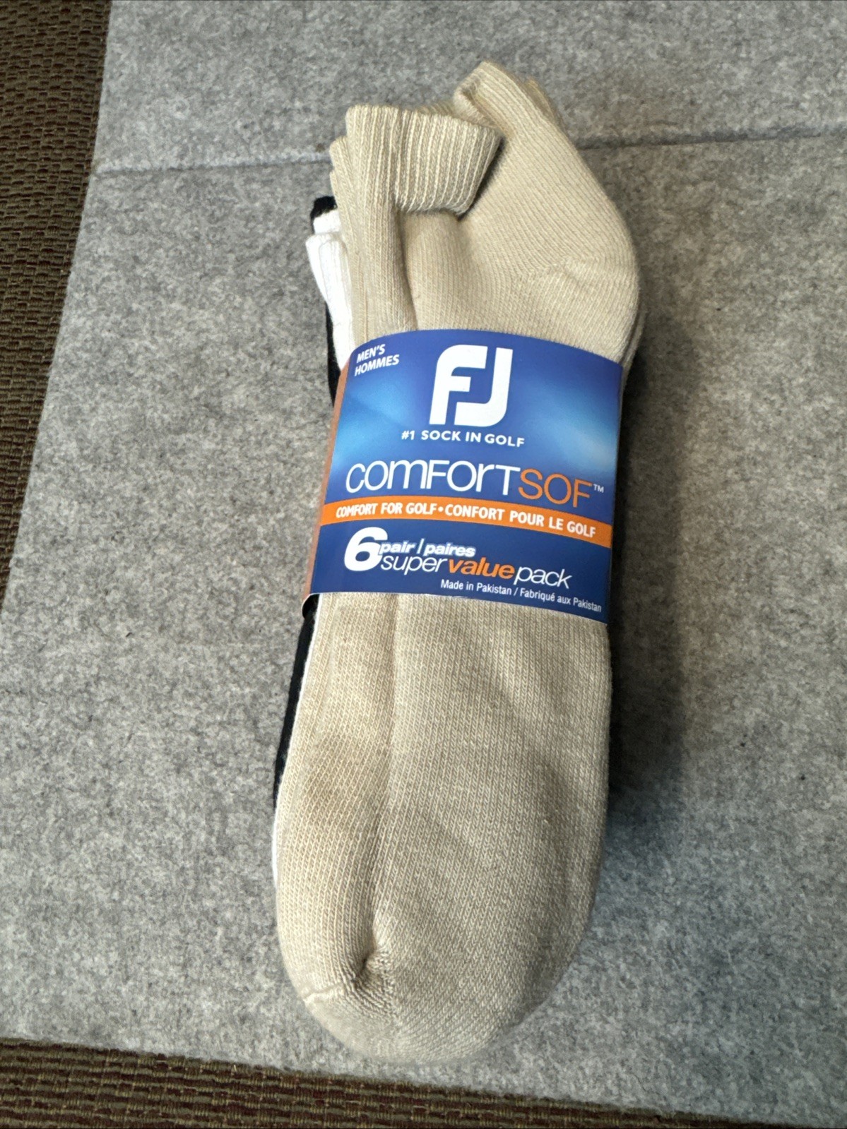 FootJoy Mens ComfortSof Low Cut Golf Socks 6 Pairs, Brown White Black Size 7-12