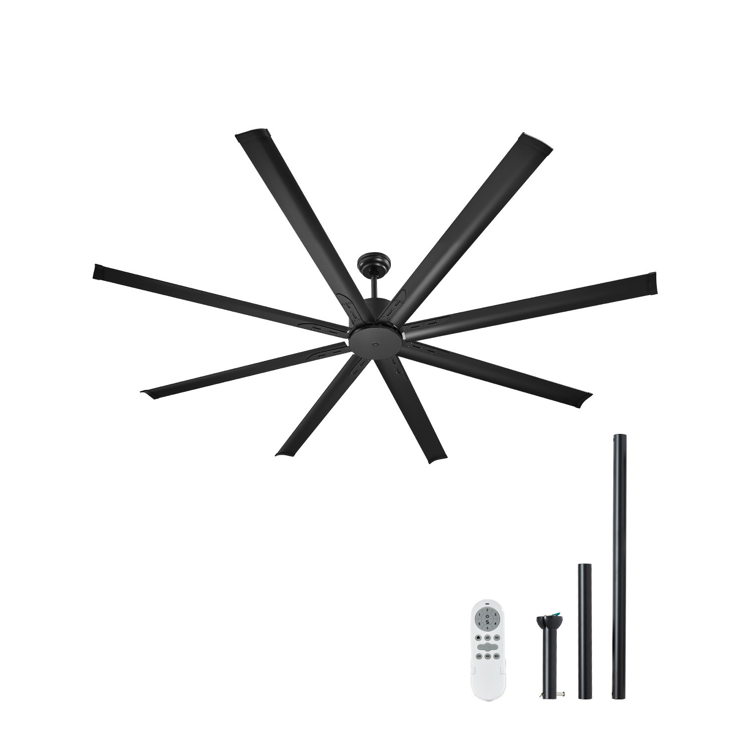 Uimoso 84" Aluminum Ceiling Fan No Light Remote Control Reversible DC Motor