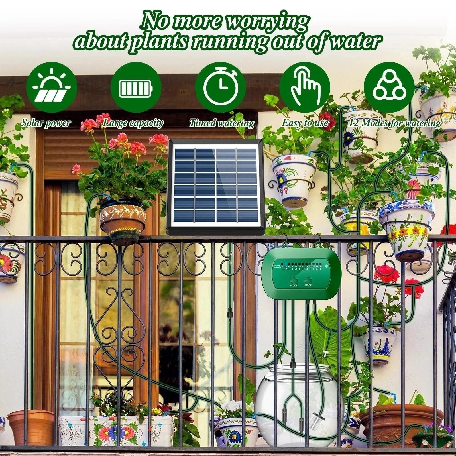 Automatic 50FT Solar Watering Kit for Garden Automatic Drip Pipe Watering Outdoo