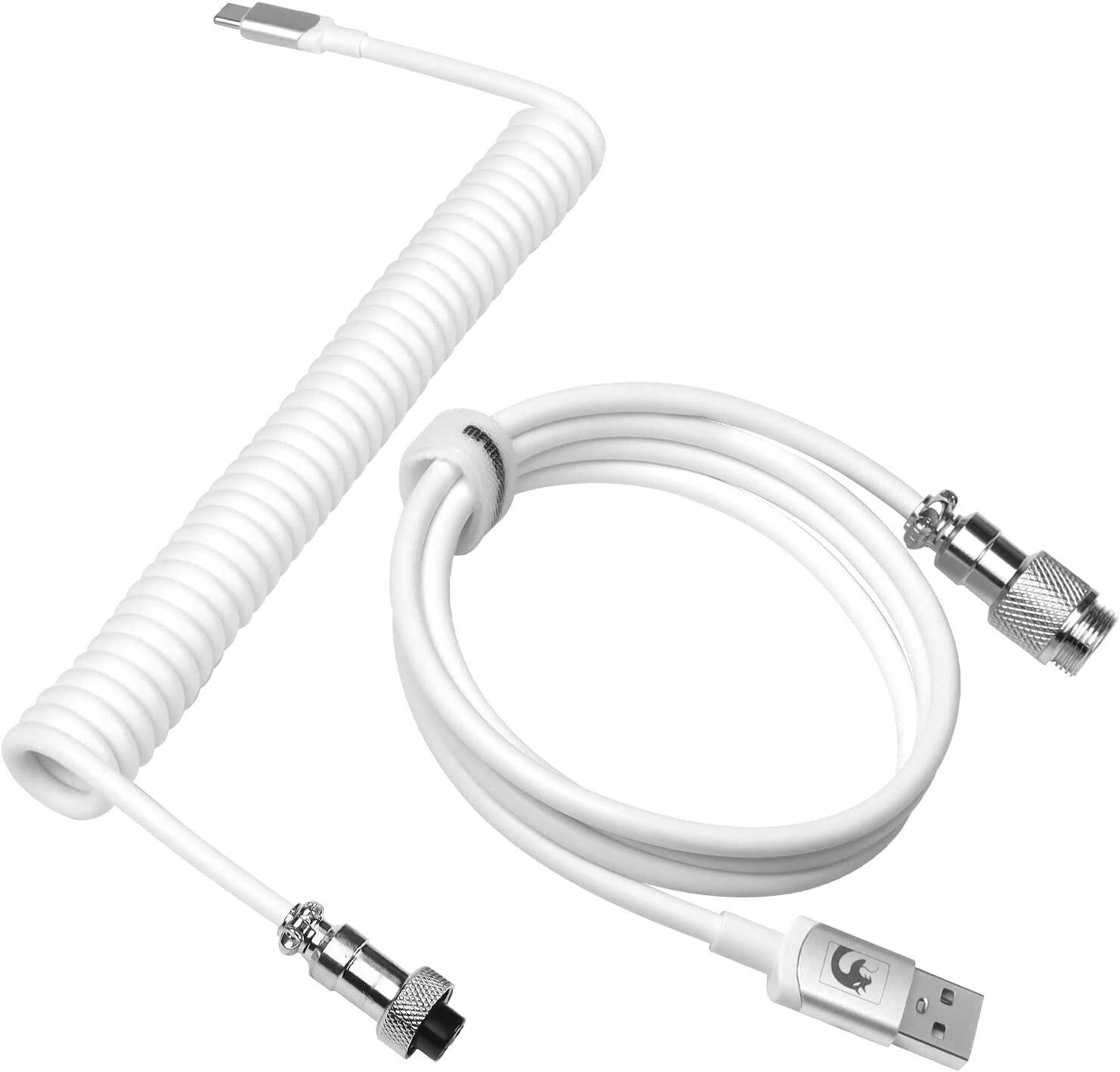 MAMBASNAKE C01 Coiled USB C Cable for Gaming Keyboard, Detachable Metal Aviator