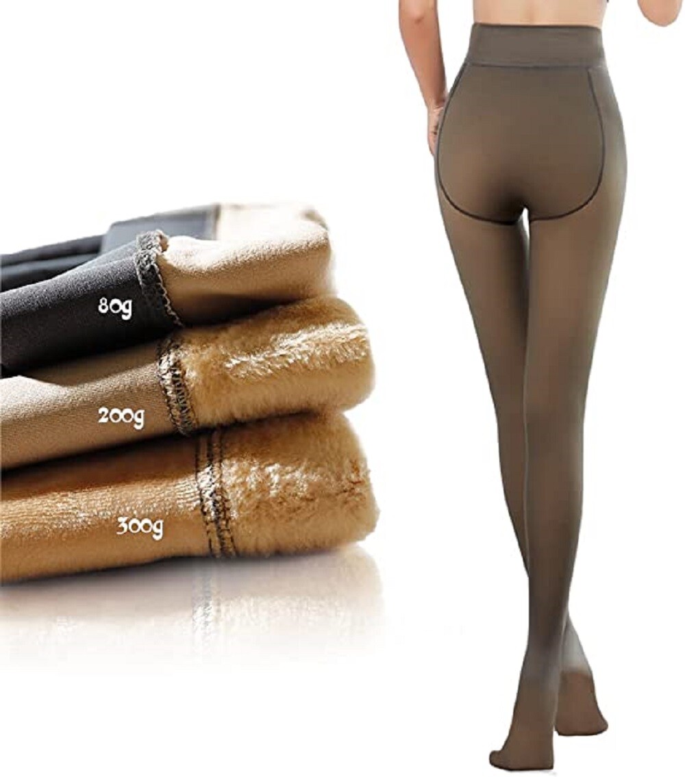 Women Thermal Lined Translucent Pantyhose Winter Warm Fleece Tights Stockings