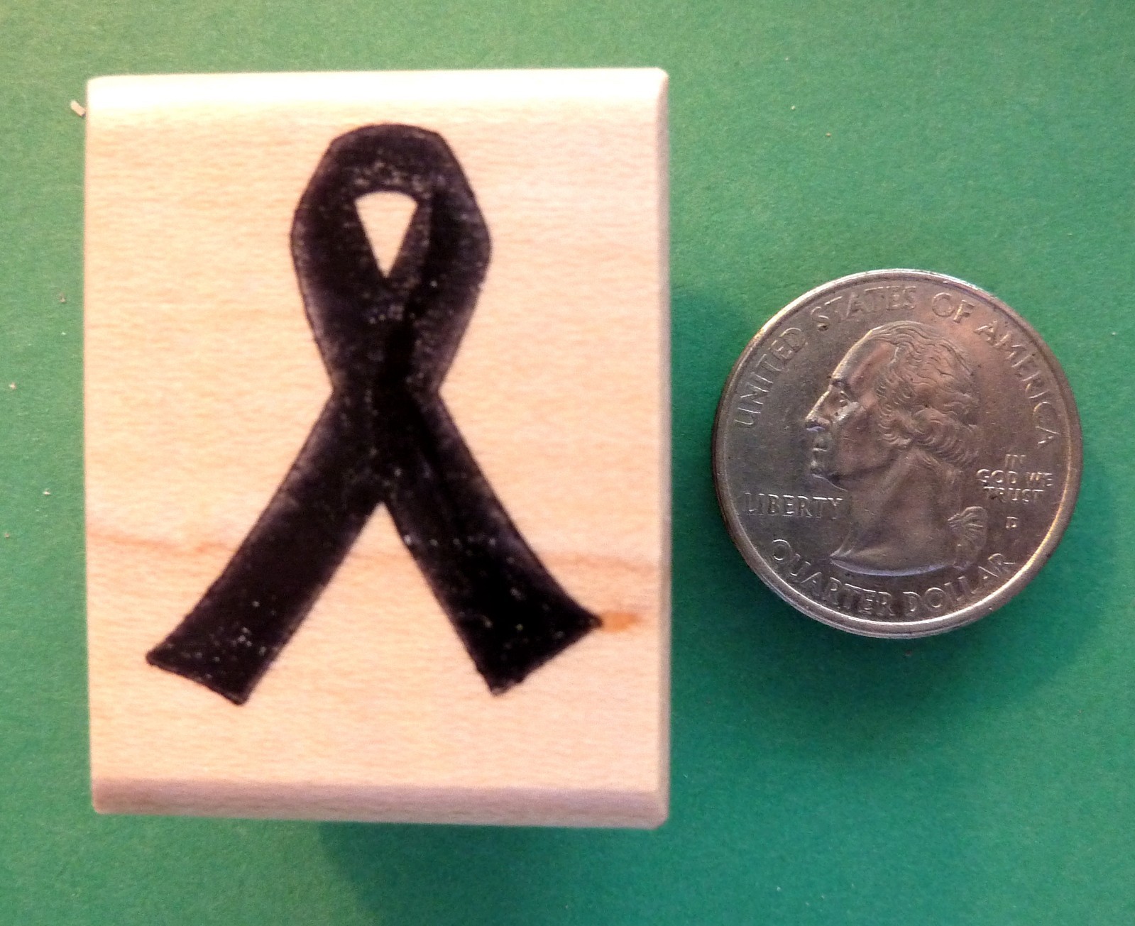 Awareness/Memorial Ribbon Rubber Stamp, Solid, wood mounted