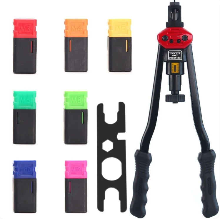 WORKPRO 16" Rivnut Tool Kit 11 Metric & SAE Mandrels Hand Nutsert Rivet Tool Set