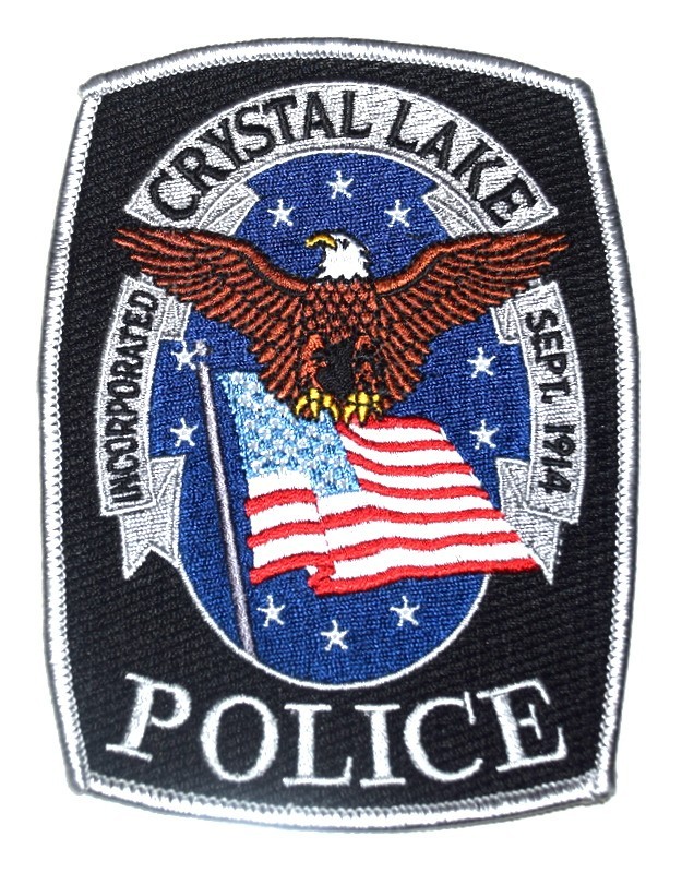 CRYSTAL LAKE ILLINOIS IL Police Patch US FLAG FLYING EAGLE STARS 5” 0J3