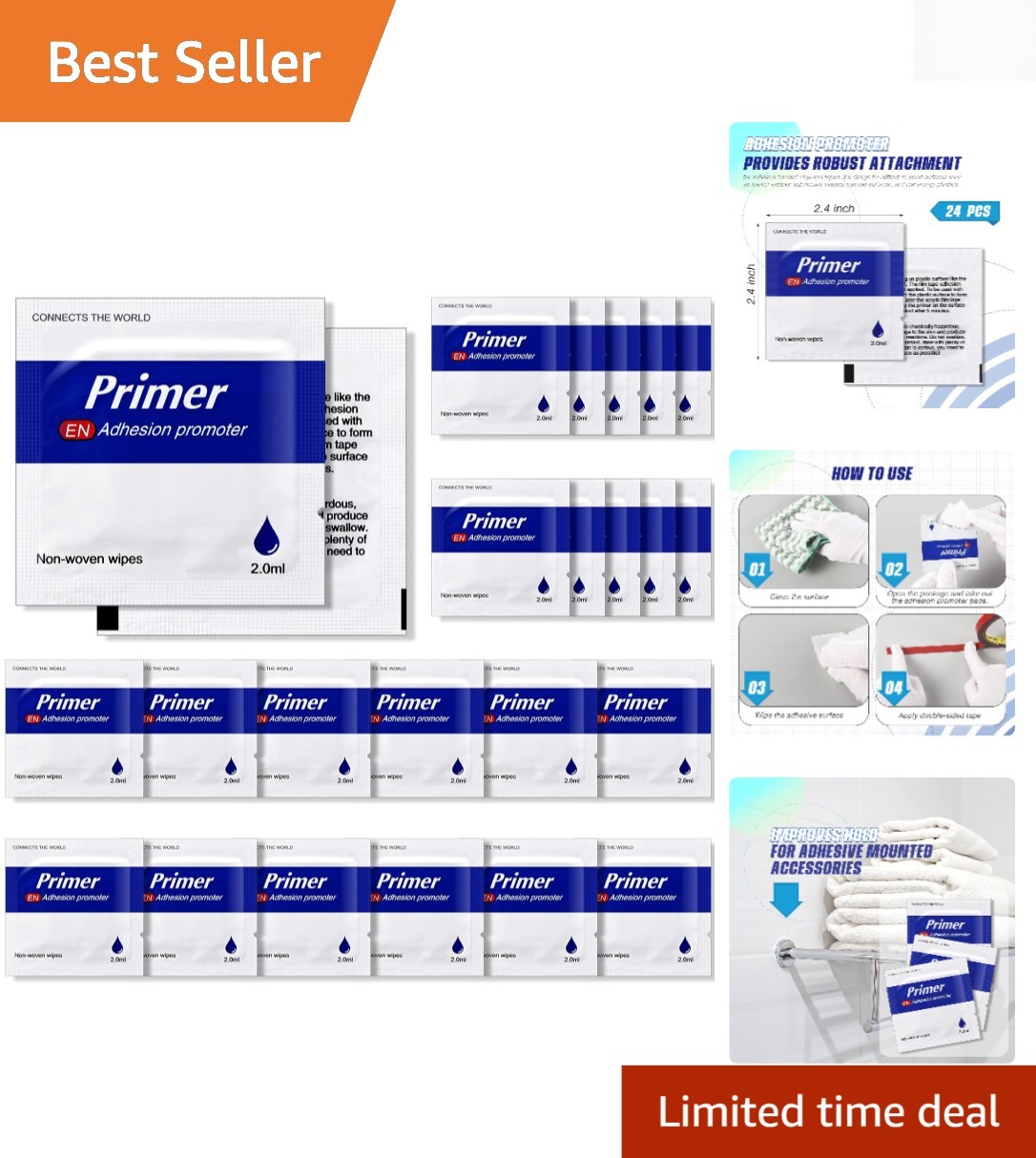 Compact 24 Pcs Adhesion Promoter - High-Performance Primer for Easy Application