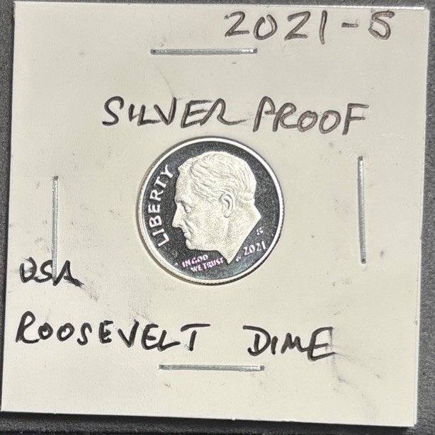 2021 S 0.999 Fine Silver PROOF Roosevelt Dime 10C Gem Proof 1 Coin lot