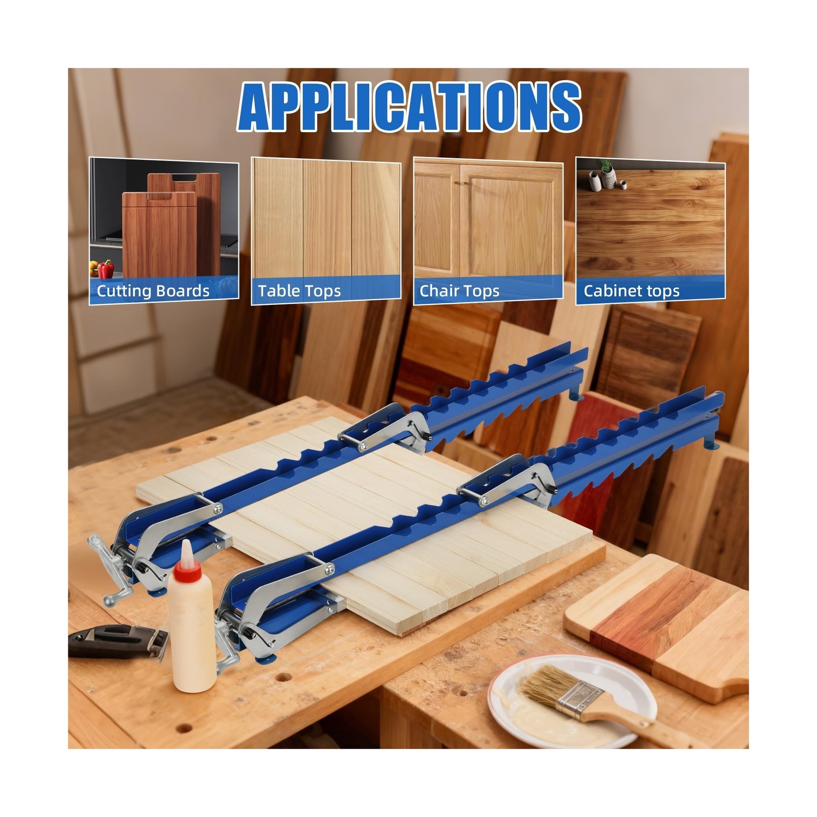 41 Inch Panel Clamps Woodworking (2-Pack) with Mounting Brackets, 4-Way Press...