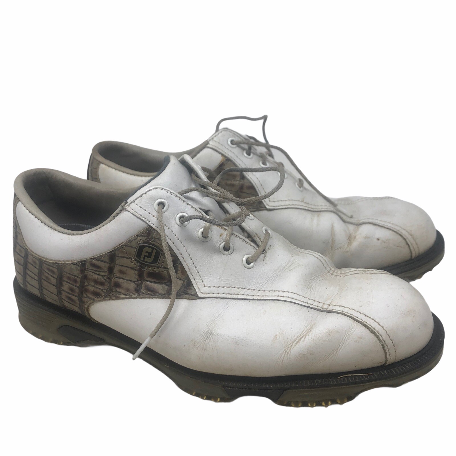 FootJoy Mens DryJoys Tour Golf Cleats Shoes White 53643 Low Top Lace Up 7.5 W