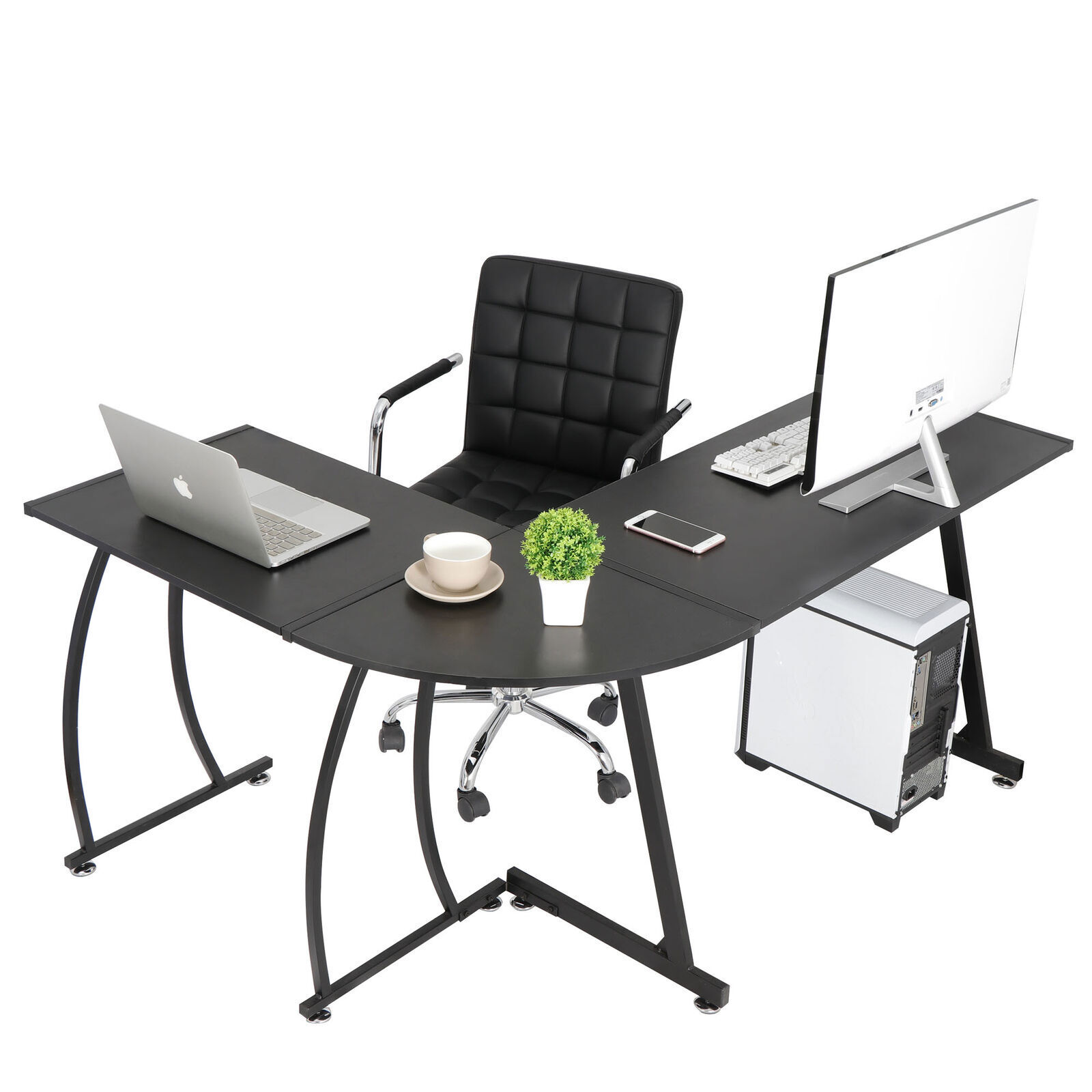 L-Shaped Computer Desk Gameing Corner Desk PC Laptop Table Workstation Home 58"