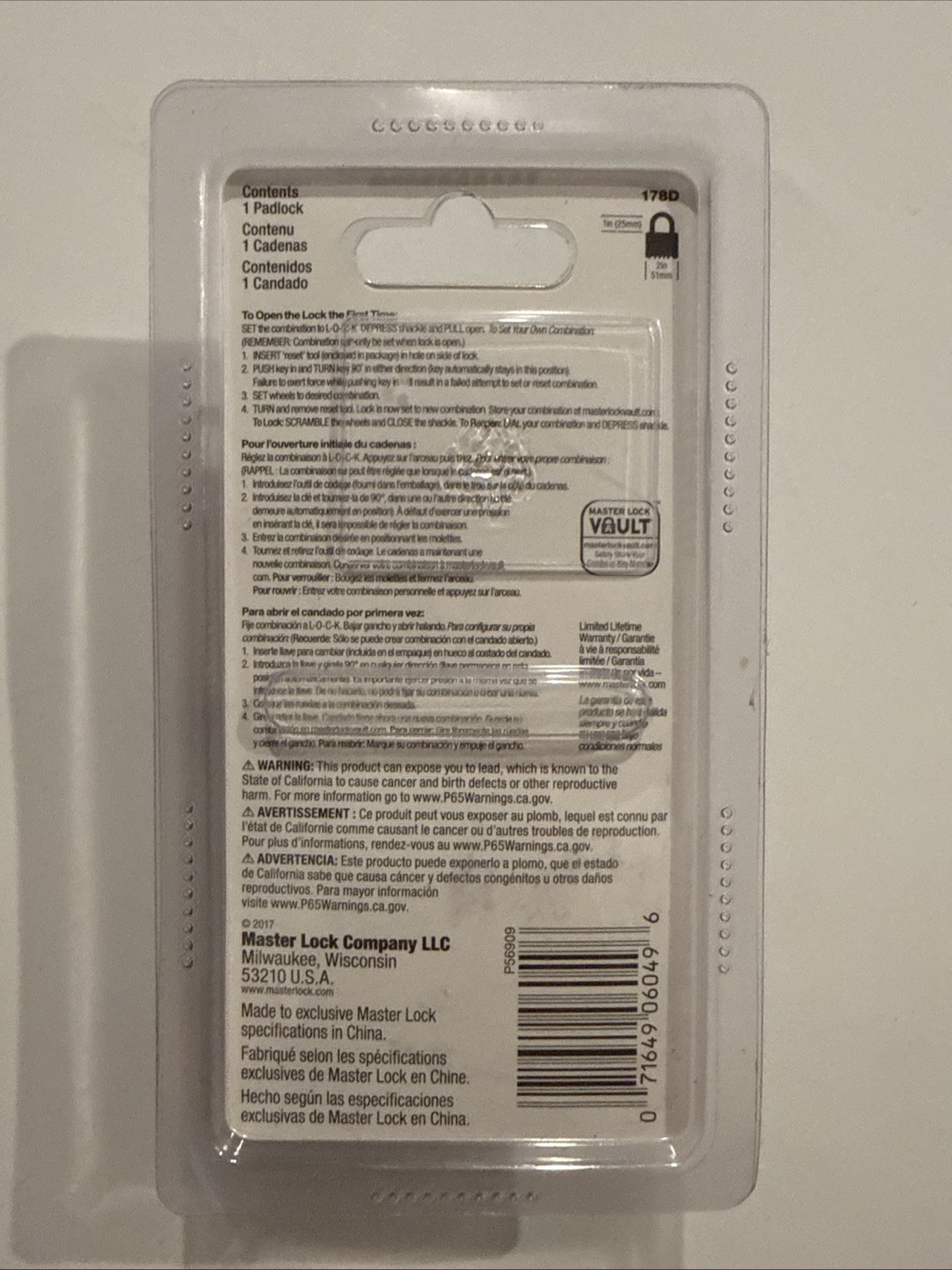Master Lock Combination Padlock 178D With Tool 4 Number NIB