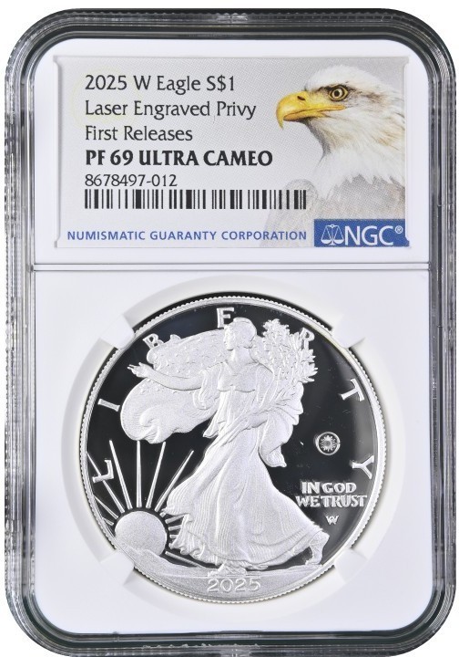 2025 W Silver Eagle S$1 Laser Privy NGC PF69 Ultra Cameo First Releases