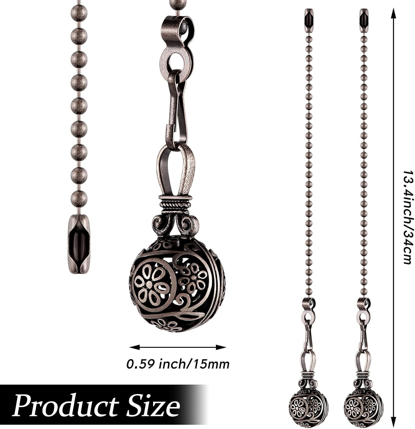 Yaomiao 4 Pcs Ceiling Fan Pull Chain Extension Decorative Light Fan Chains Set P