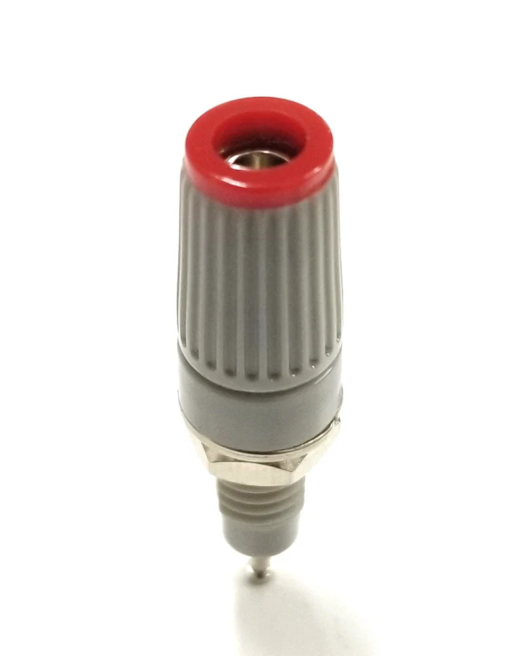 T-45-R, Sato Parts Grey with Red Tip Female Banana & Wire Binding Post
