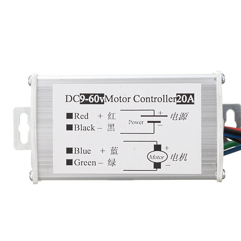 PWM DC Brush Motor Stepless Variable Speed Controller Switch 12V 24V 48V 60V 20A