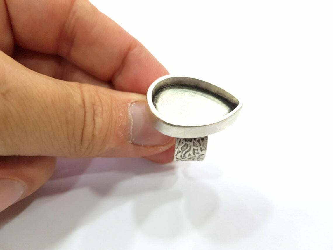 Branch Ring Blank Setting Base Bezel inlay Backs Cabochon Antique Silver