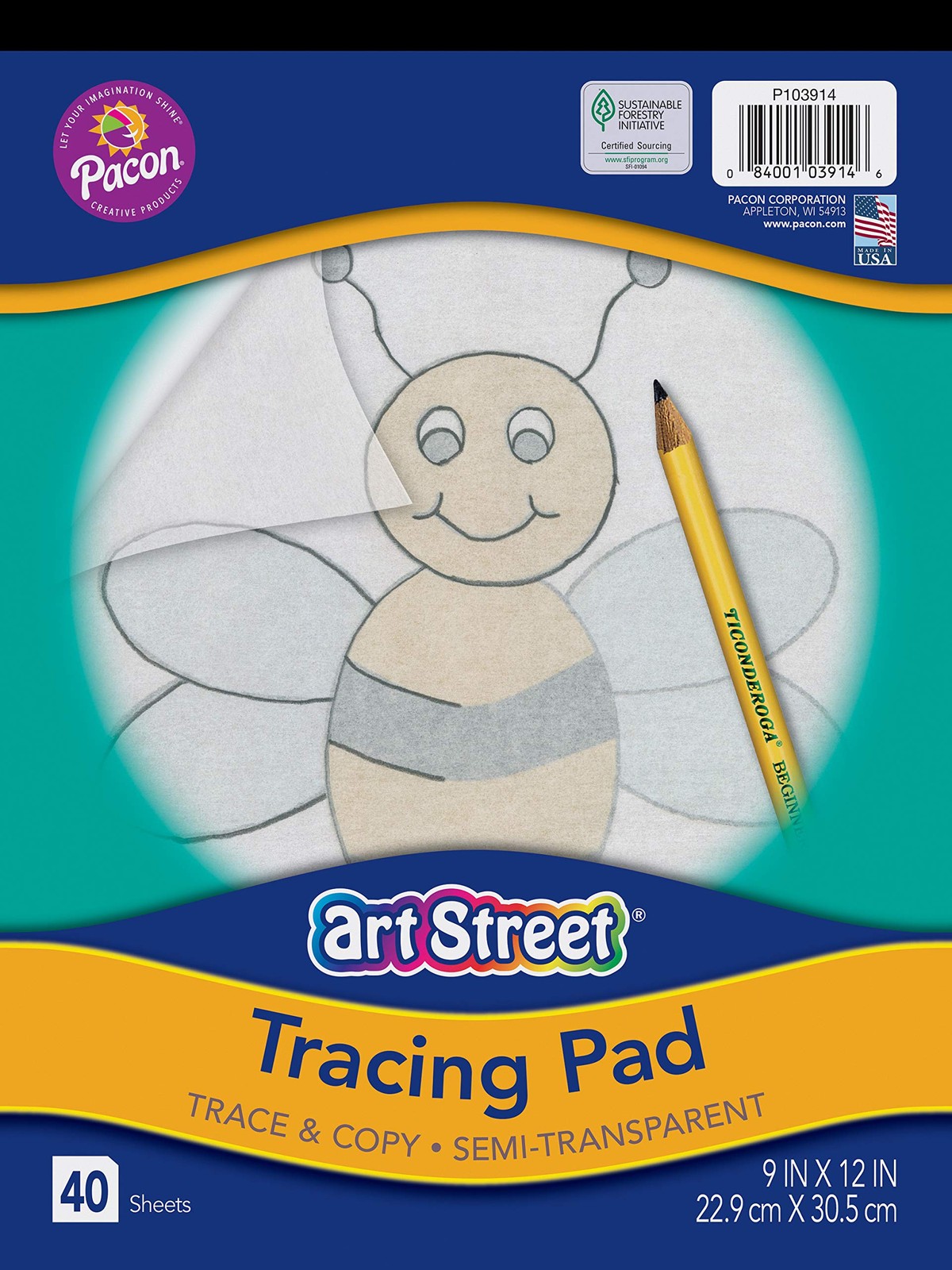 Pacon® Art Street® Drawing Paper Pad, 9" x 12", White, 40 Sheets True, White