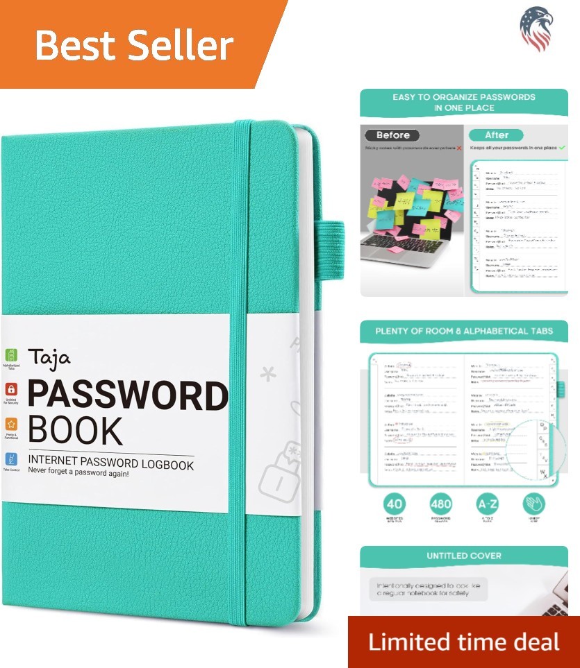 Password Keeper Book Alphabetical Tabs Soft Cover for Seniors 136 Pages