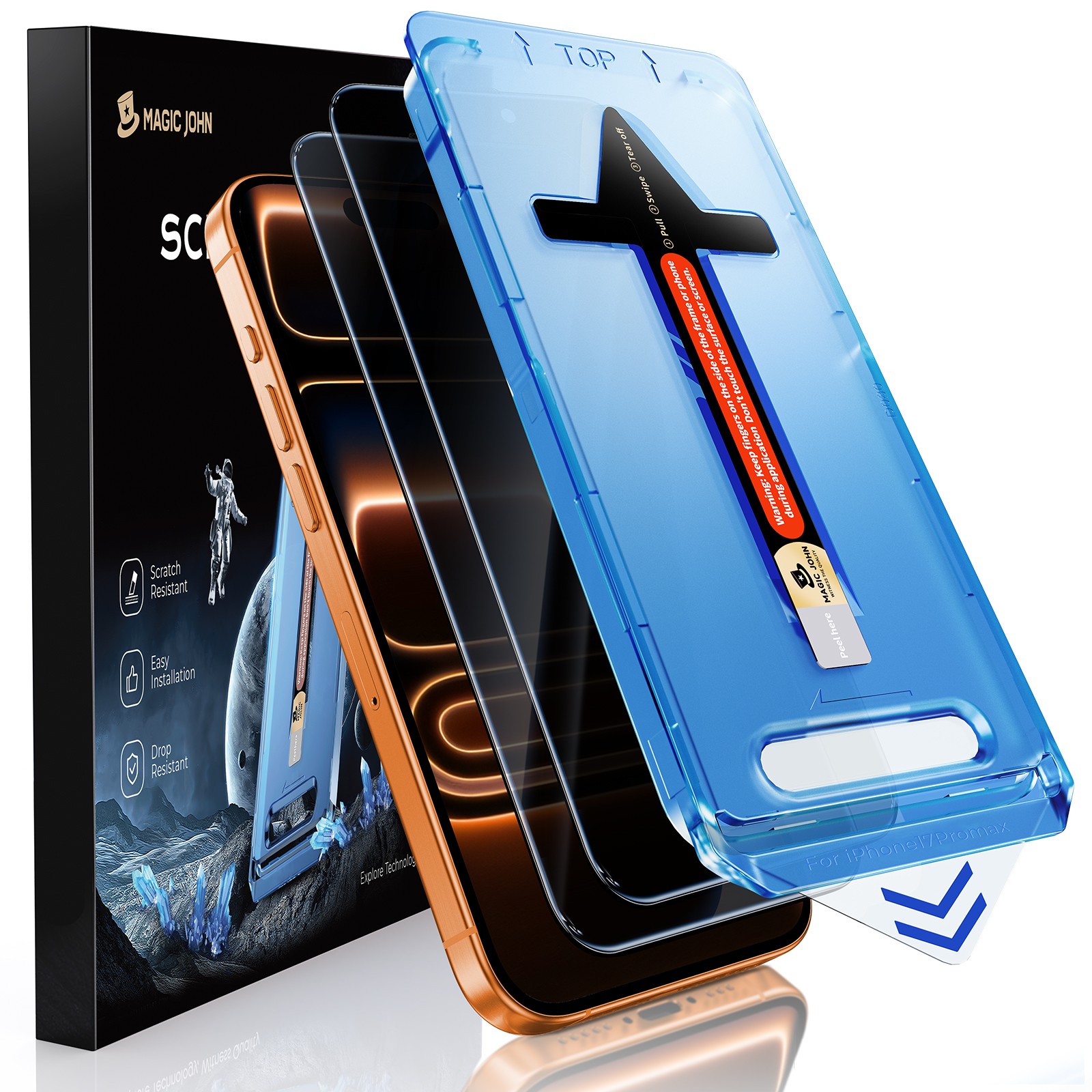 MAGIC JOHN 2 Pack Privacy for iPhone 17 Pro Max Screen Protector tempered Glass