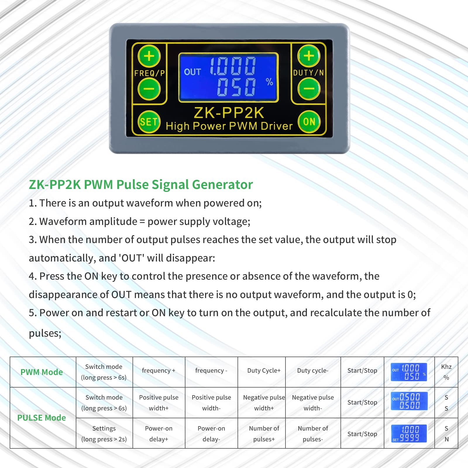 Function Signal Generator, ZK-PP2K PWM Pulse Frequency Generator, 1Hz-150KHz