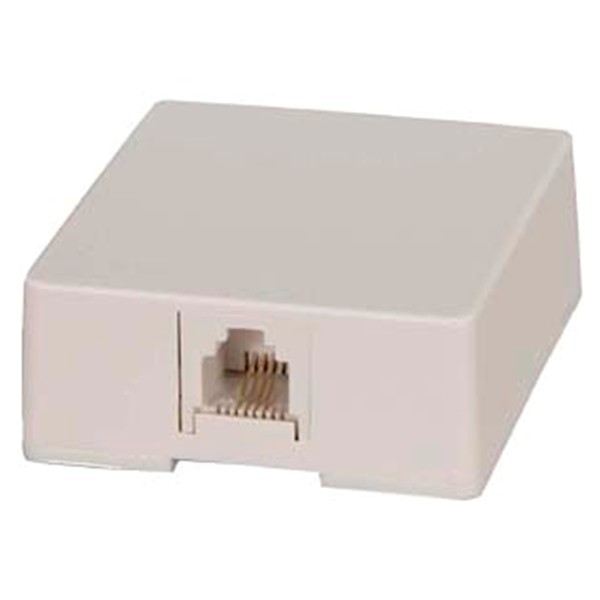 1 Port RJ11 6P4C Jack Telephone Phone Line Surface Mount Box Modular White