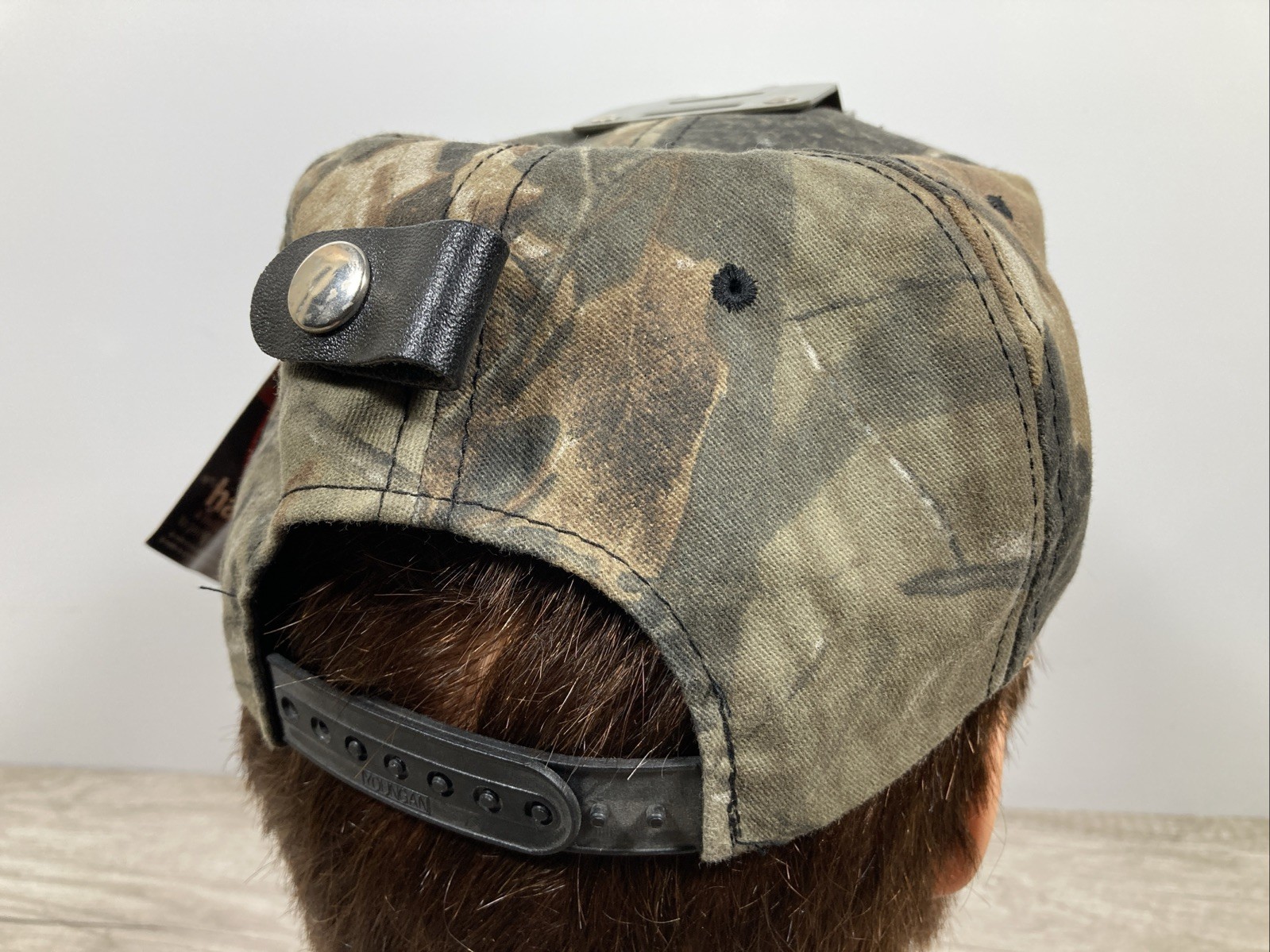 Vintage Realtree Hardwoods Camo Coon Hunting Miner's Headlamp Bracket Hat - New