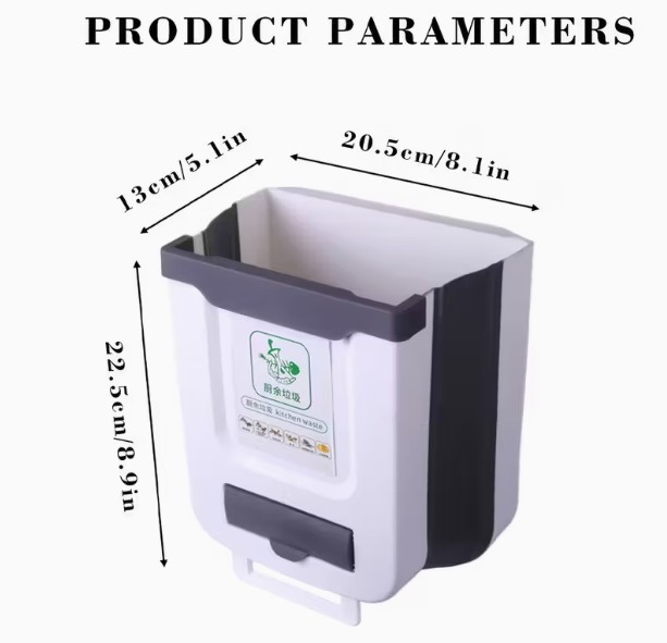 Expandable hanging kitchen waste bin w bag storage White