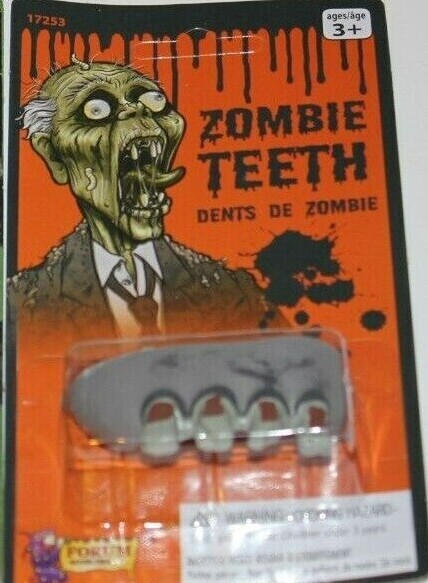 Zombie Fake Teeth Adults or Big Kids Costume or Party Favor, denture accessory