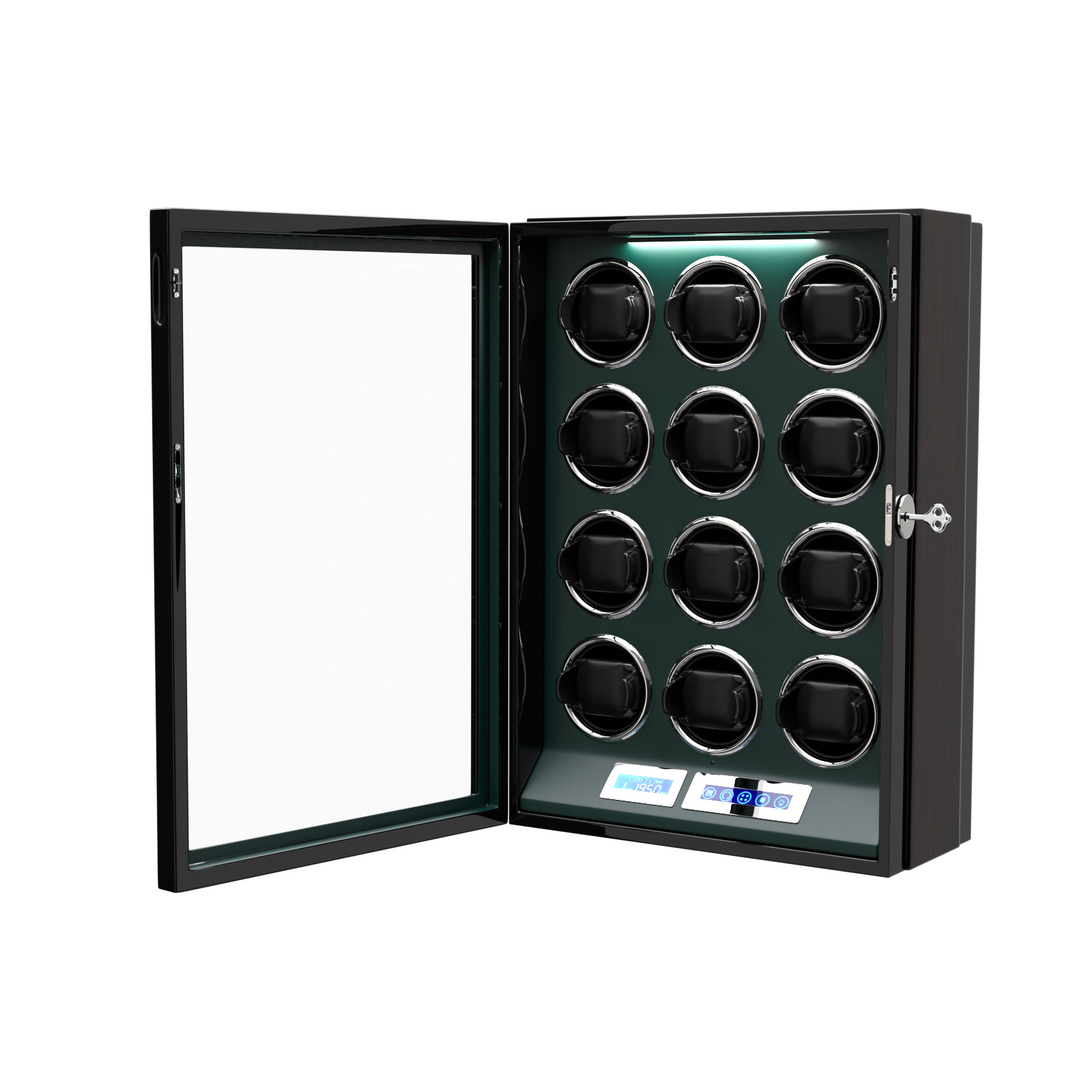 Automatic 12 Watch Winder Rotating Display Case Box LCD Touch Screen Display LED