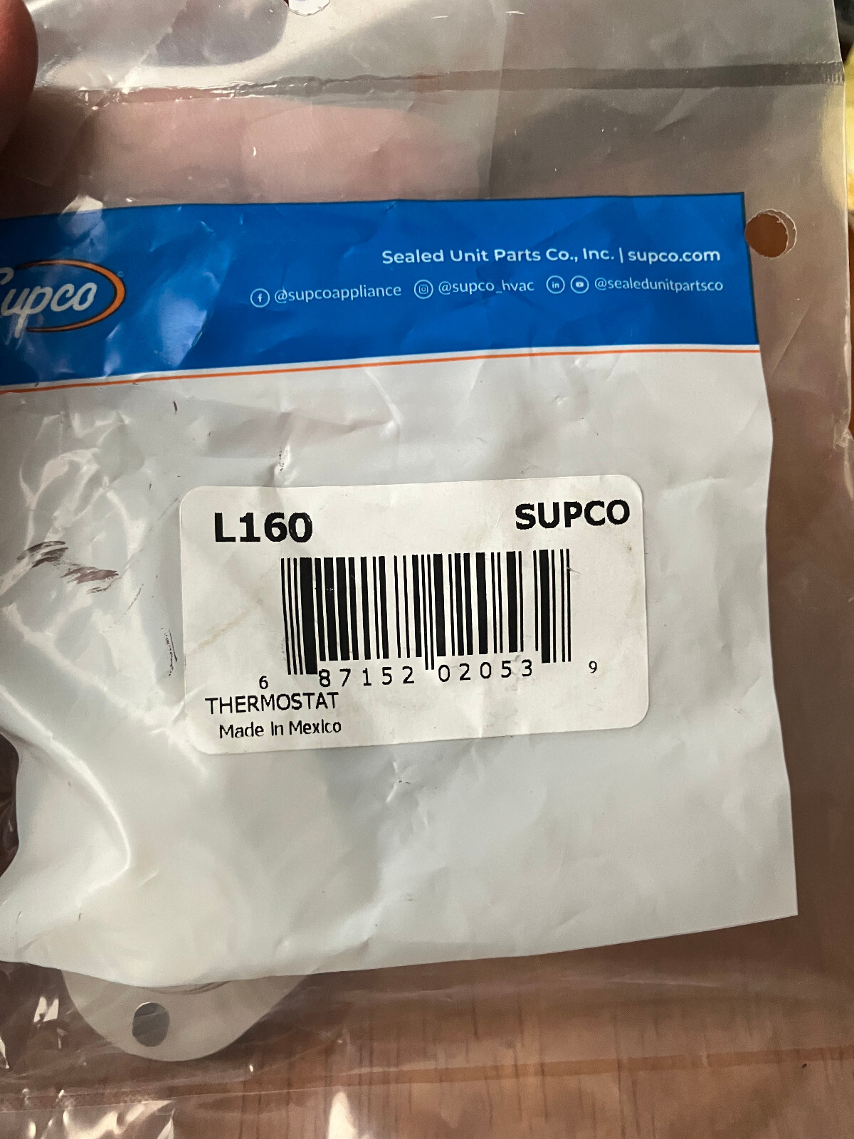 SUPCO L160 THERMOSTAT OPEN 160  CLOSE 140  NEW  HVAC HEAT